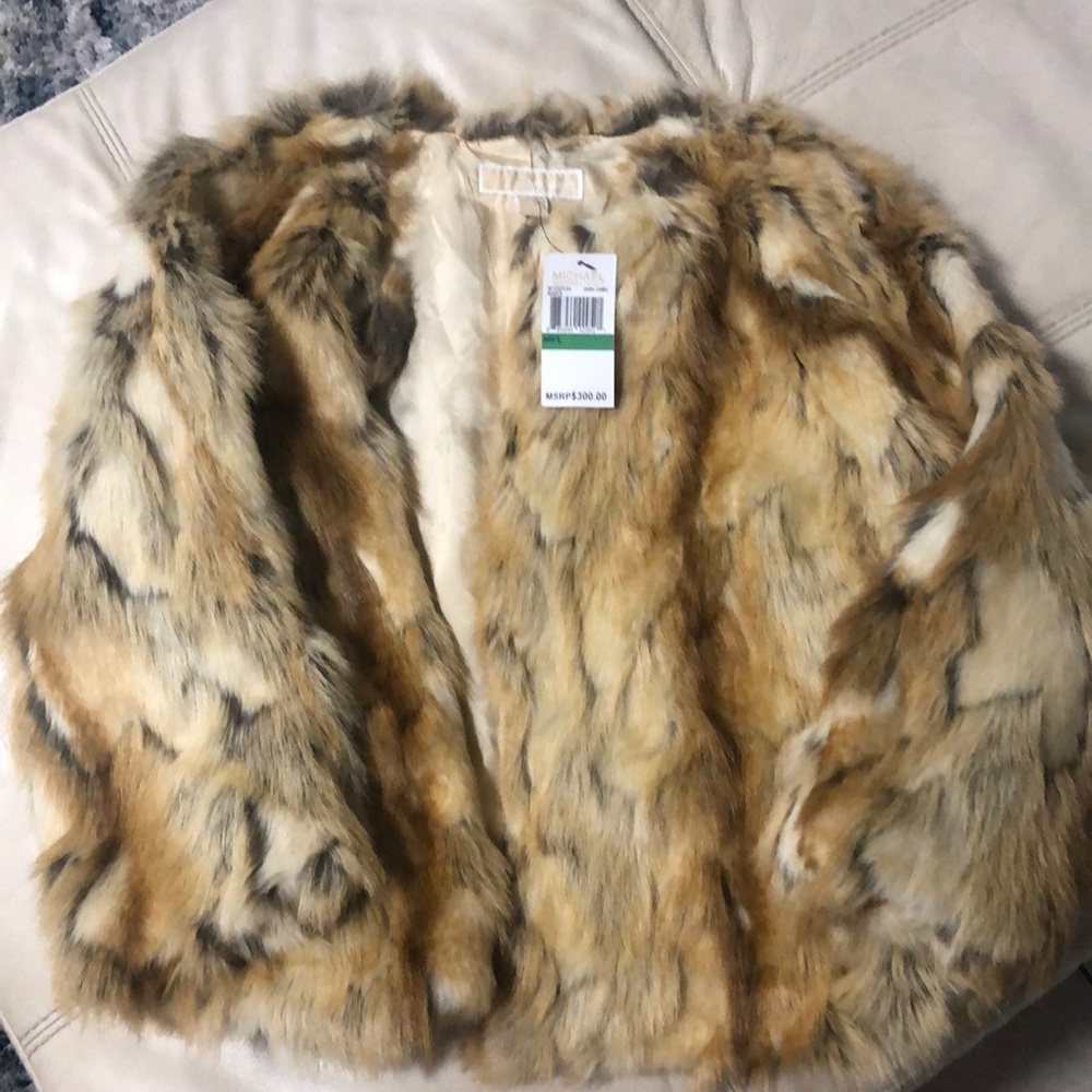BNWT Michael Kors faux fox fur cropped jacket